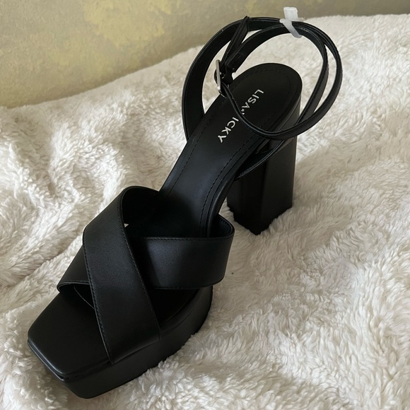 Lisa Vicky JAZZ-V Black Leather Platform Strappy Sandals | Size 8.5 NIB - Picture 4 of 12
